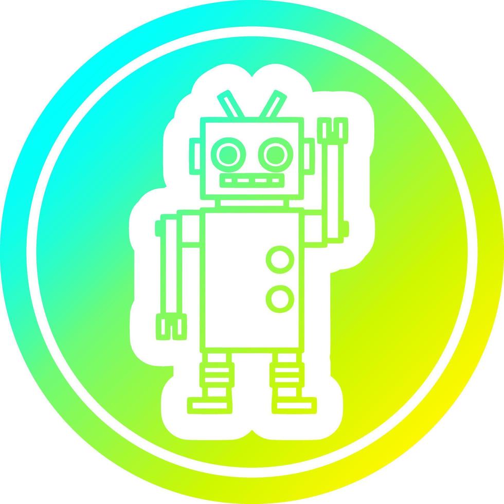 dancing robot circular in cold gradient spectrum vector