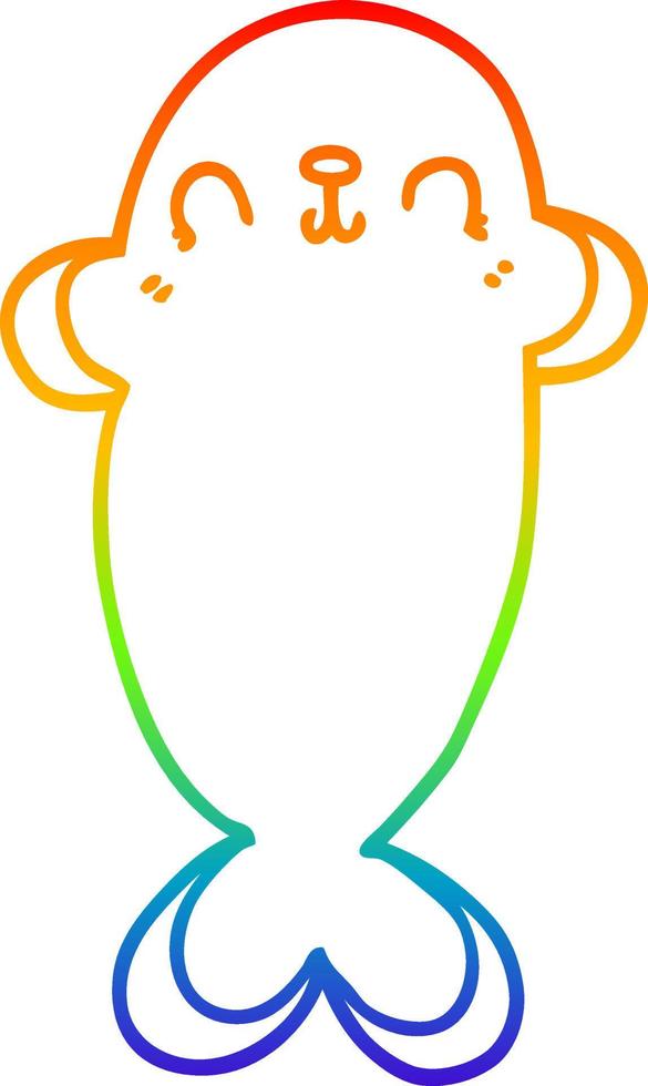 rainbow gradient line drawing cartoon seal vector