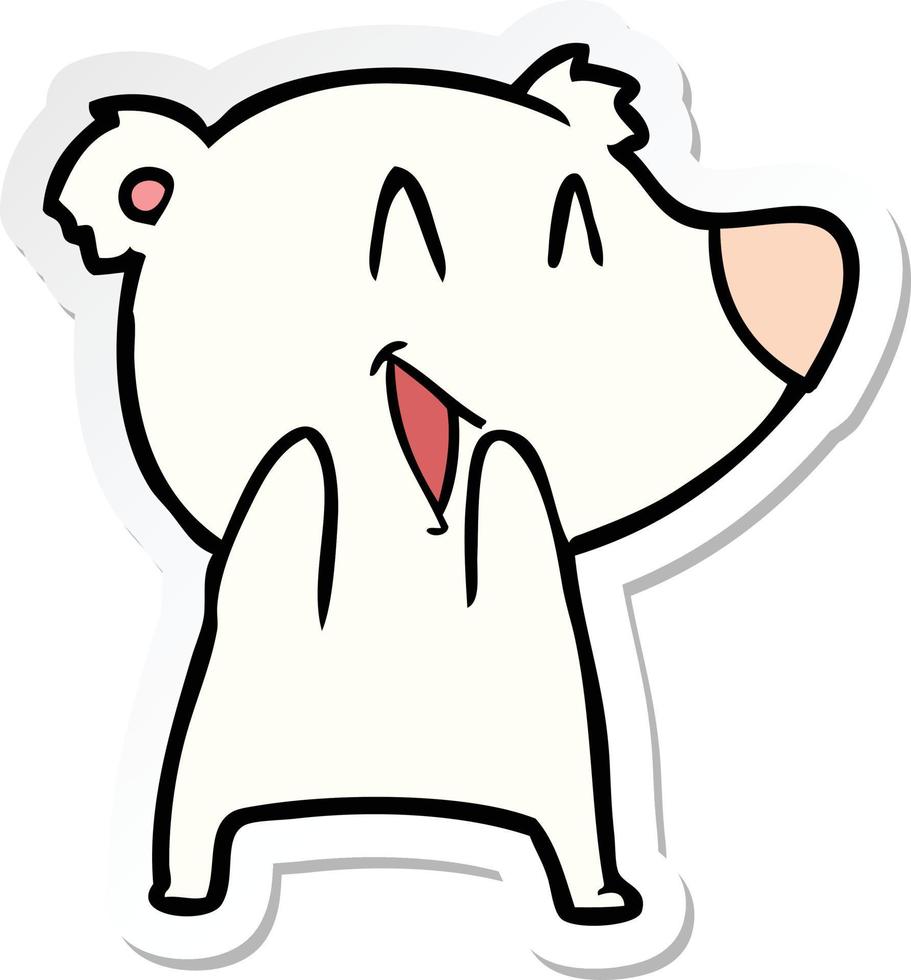 sticker of a laughing polar bear cartoon vector