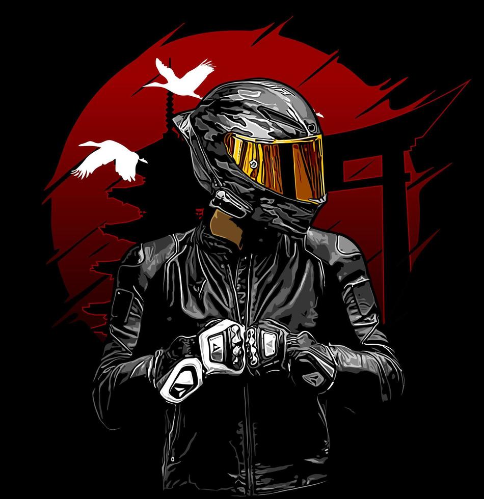 rider front view japanese art... vector