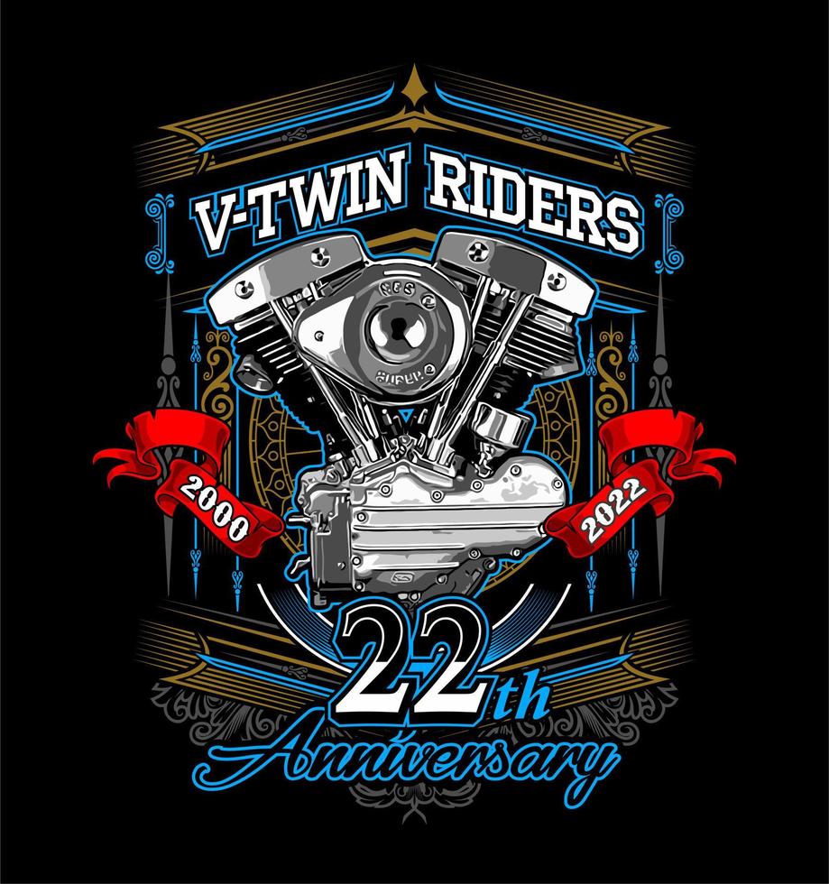 v twin engine and cream color... vector