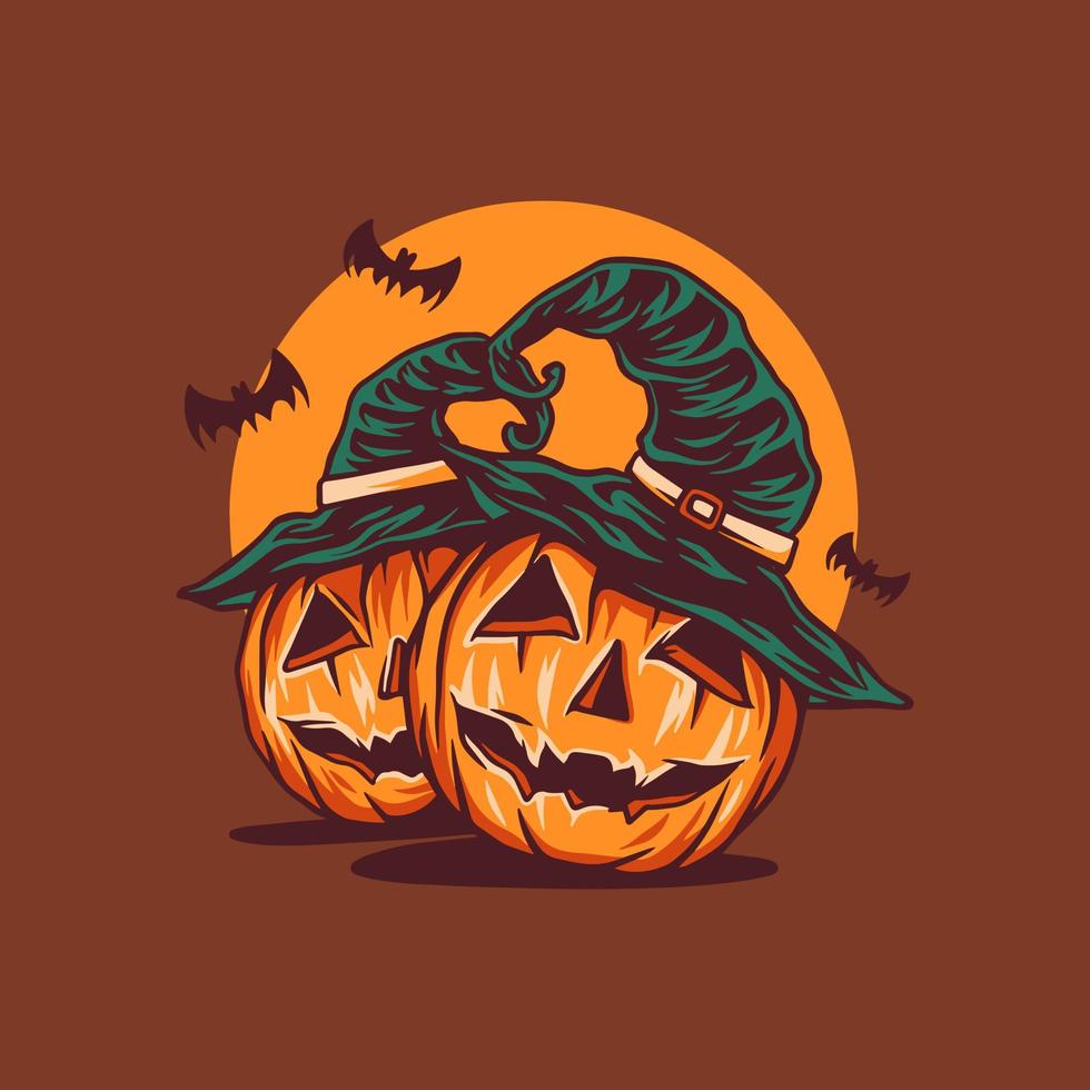 ilustración de velas de halloween de calabaza gemela vector