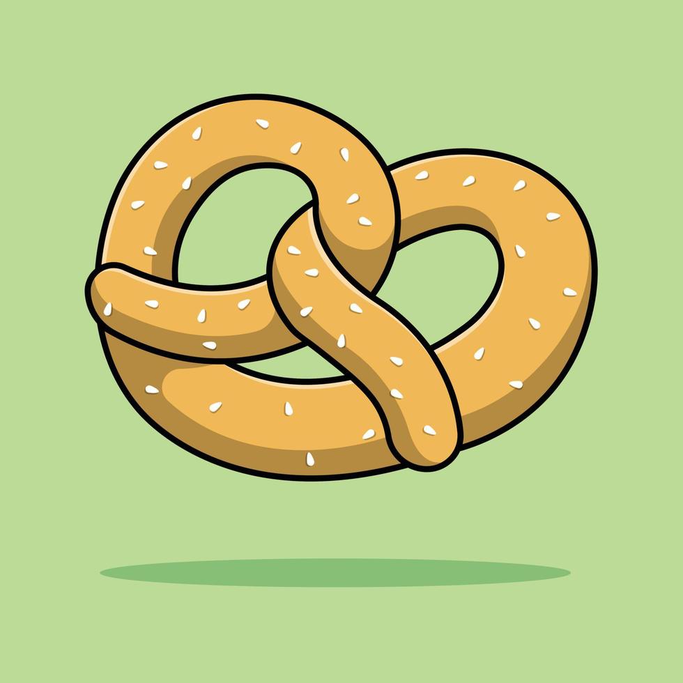 ilustración de icono de vector de dibujos animados de pan de pretezel. concepto de icono de comida vector premium aislado.