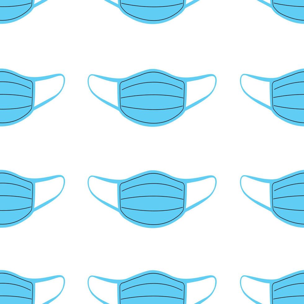 A set of medical masks. Realistic virus protection mask. Seamless pattern. Masks with a pattern. Masks with an air filter, a breathing valve. vector