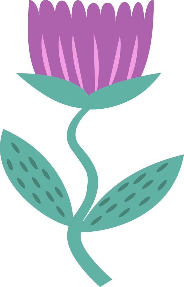 flor morada estilizada resaltada en un fondo blanco. flor vectorial en estilo de dibujos animados.ilustración vectorial para saludos, bodas, diseño de flores. vector