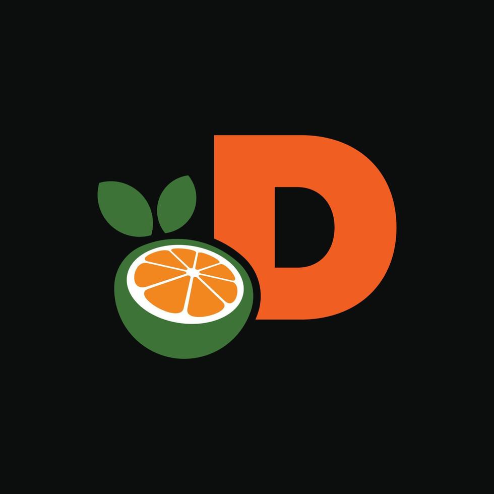 alfabeto naranja d logo vector