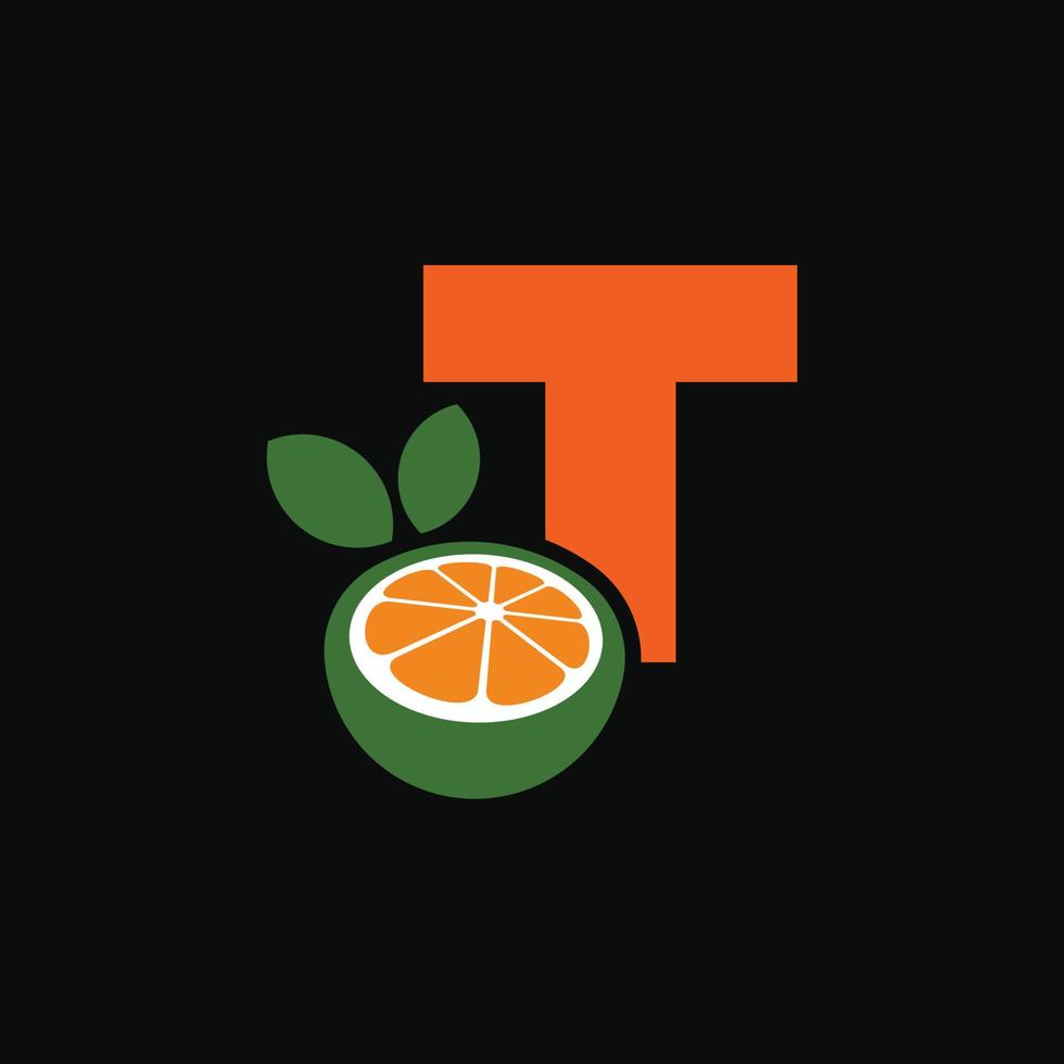 alfabeto naranja t logo vector