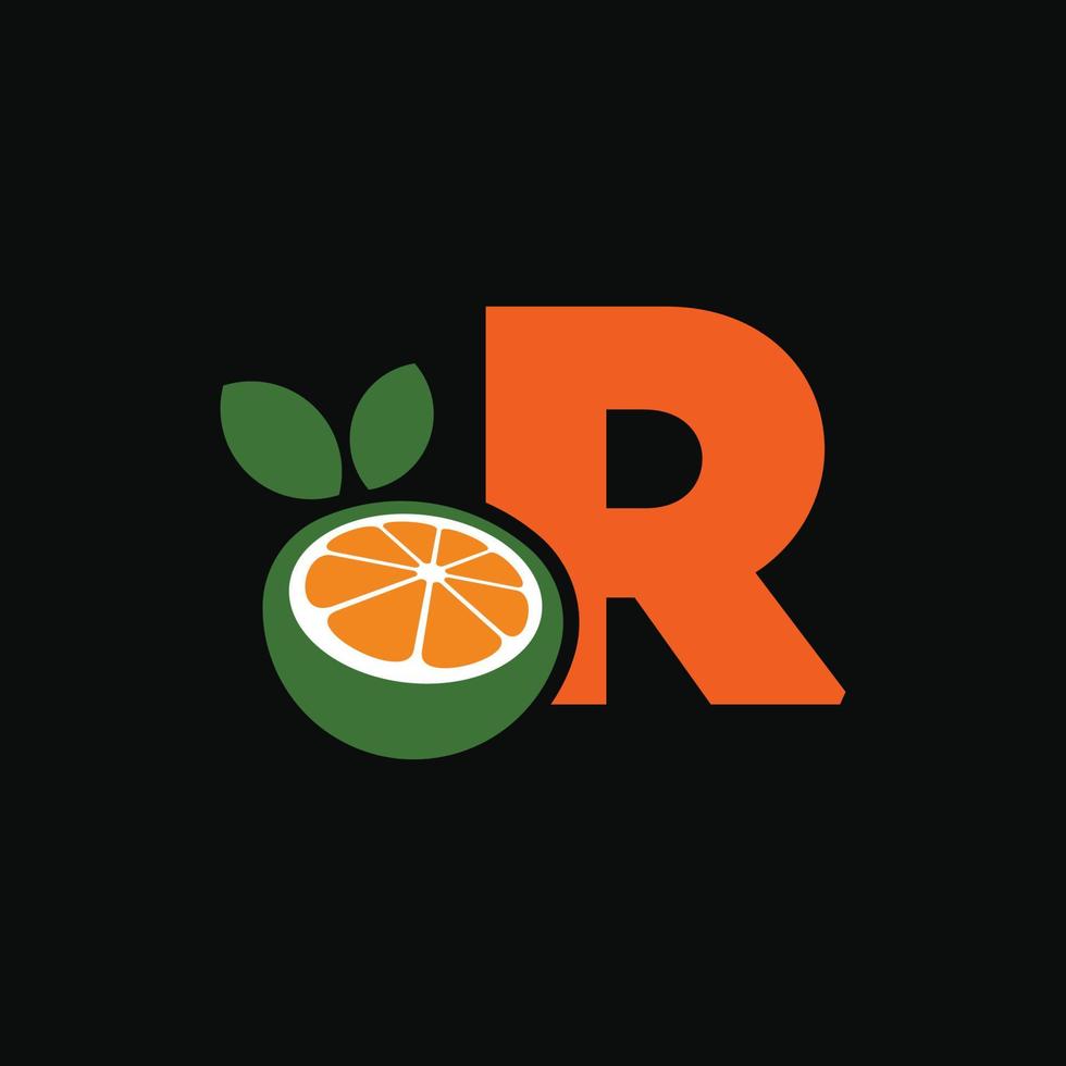 alfabeto naranja r logo vector