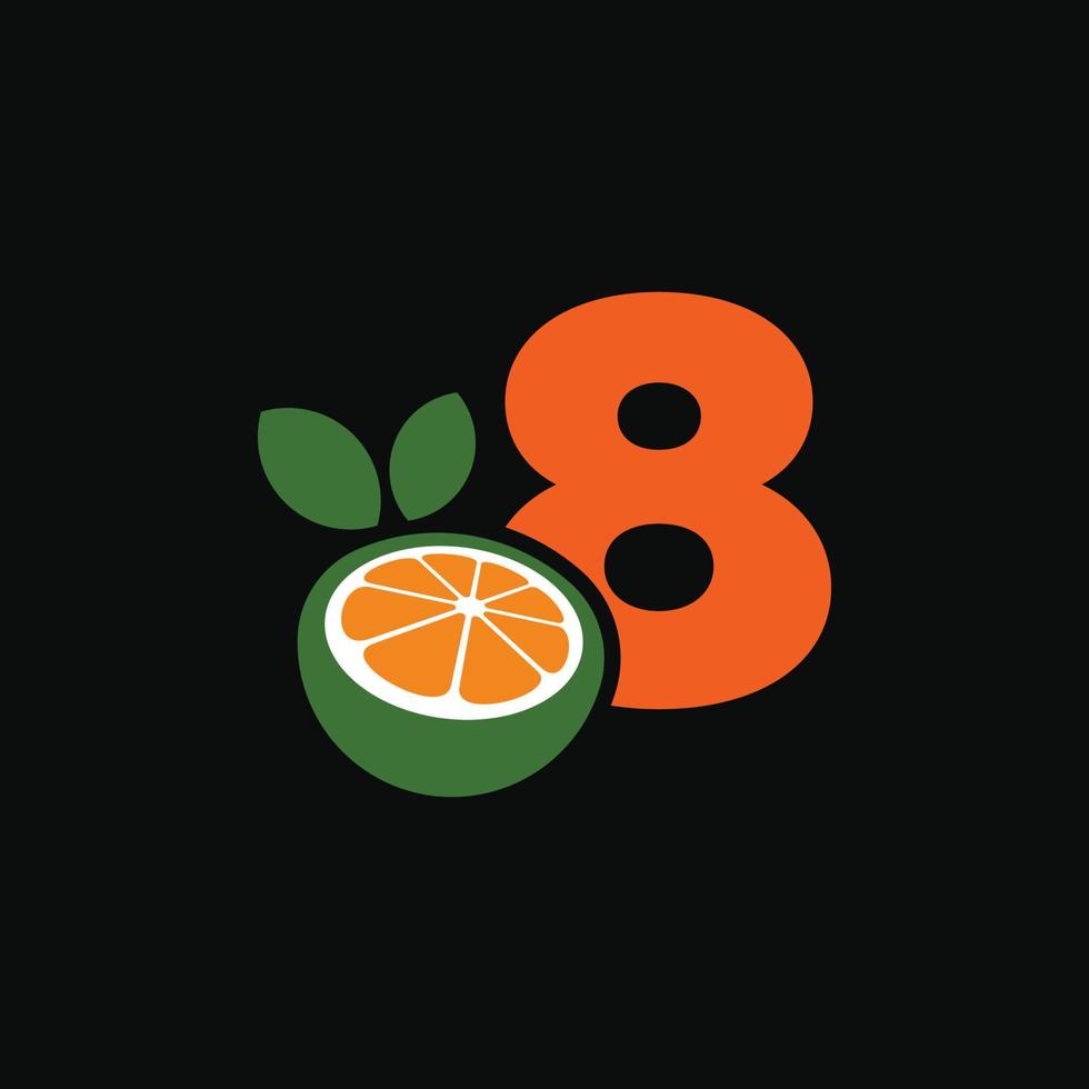 logotipo naranja número 8 vector