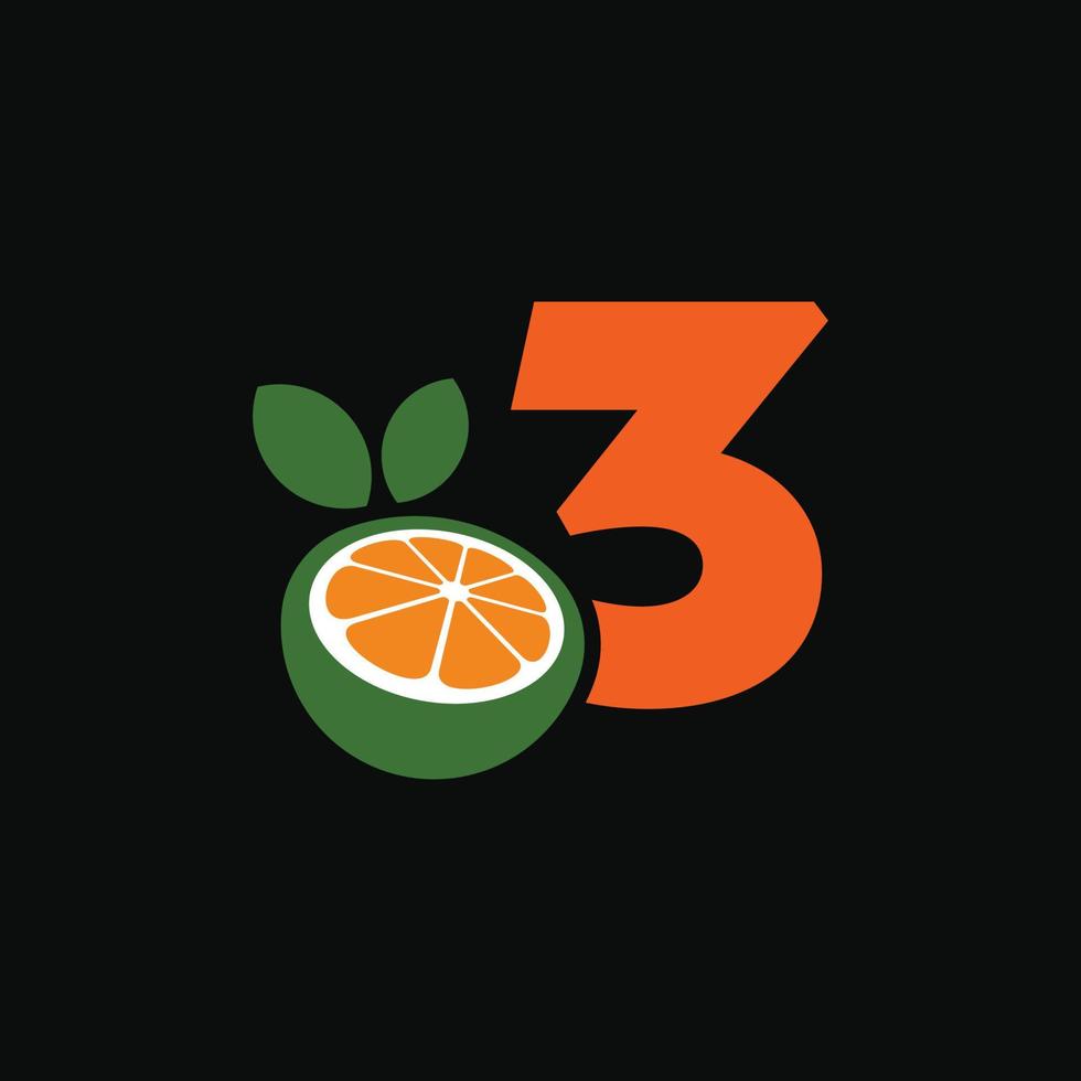 logotipo naranja número 3 vector