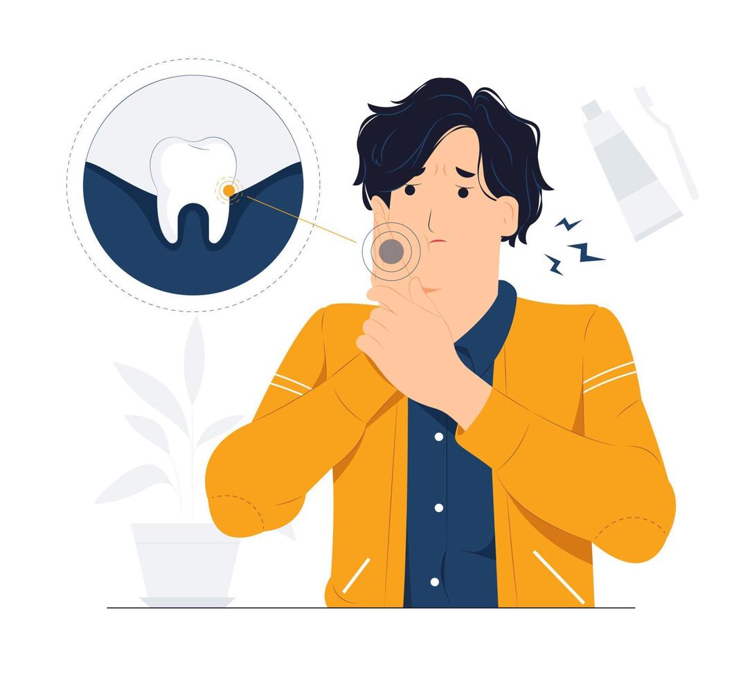 Toothache symptoms and problems with teeth concept illustration vector