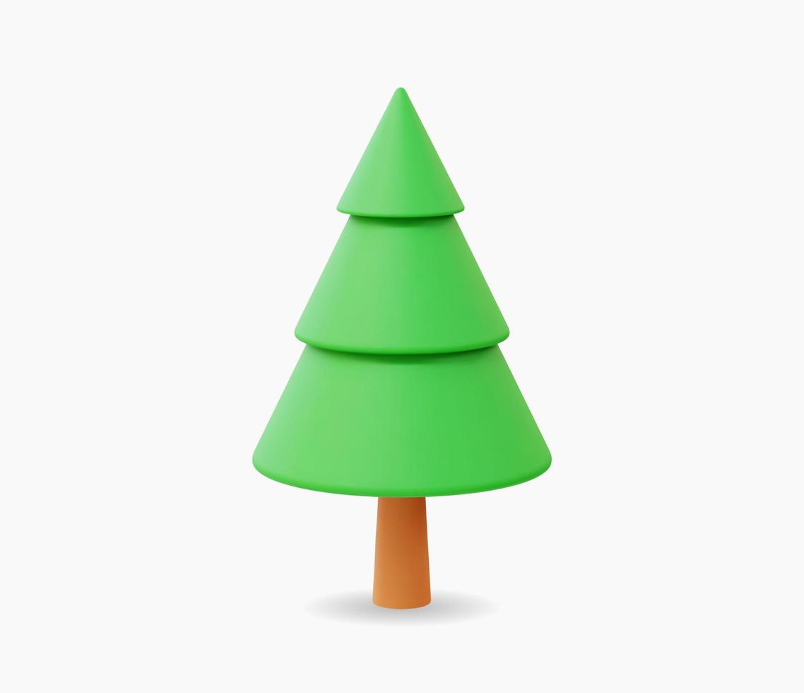 Ilustración de vector de icono de árbol de pino realista 3d.