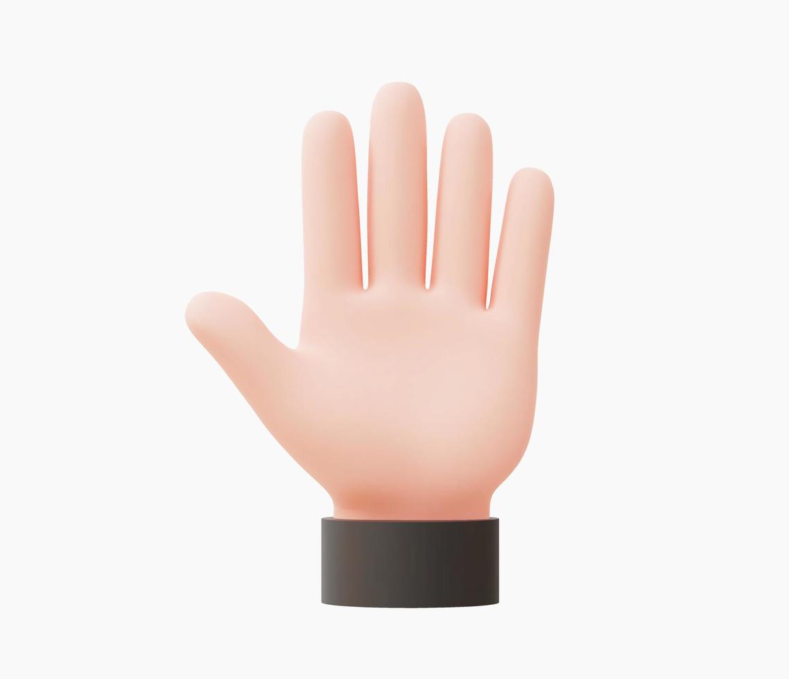 3d Realistic Open palm hand like stop vector illustration.