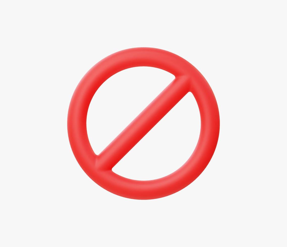 3d Realistic Red prohibited sign vector illustration.