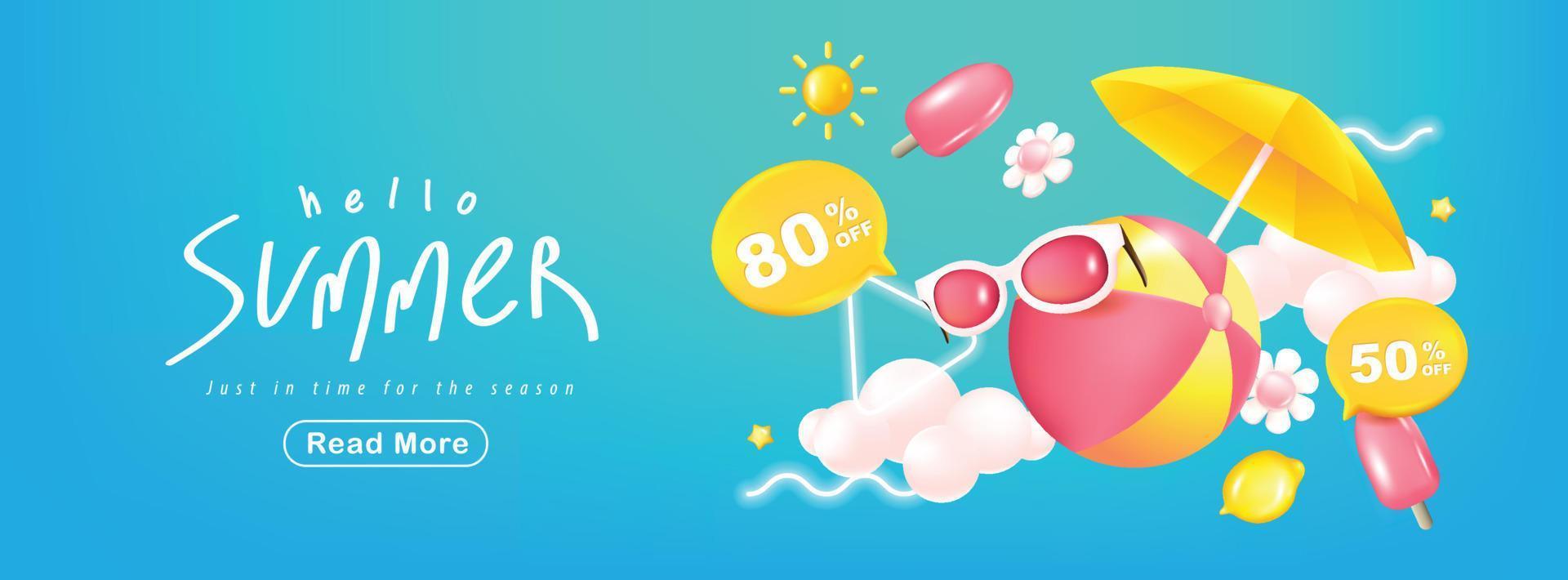 Summer sale banner poster background with beach vibes decorate vector