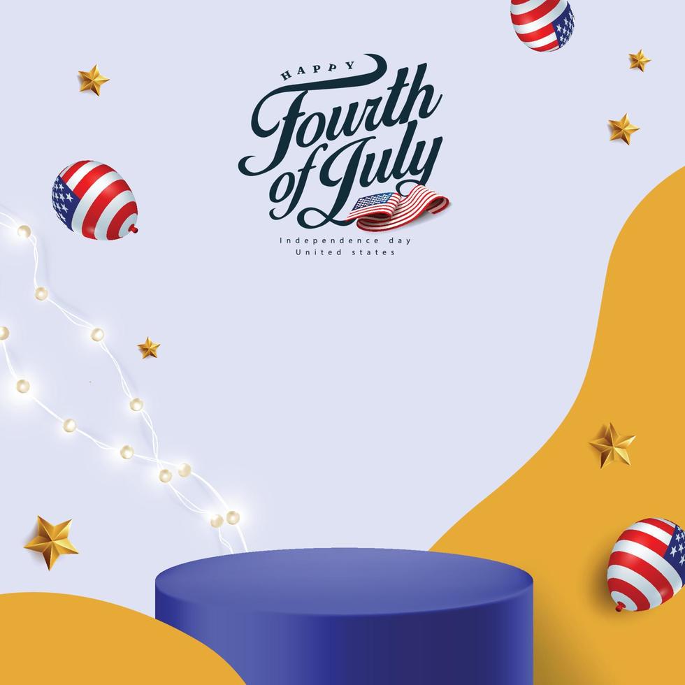 Independence day USA sale banner with product display cylindrical shape vector