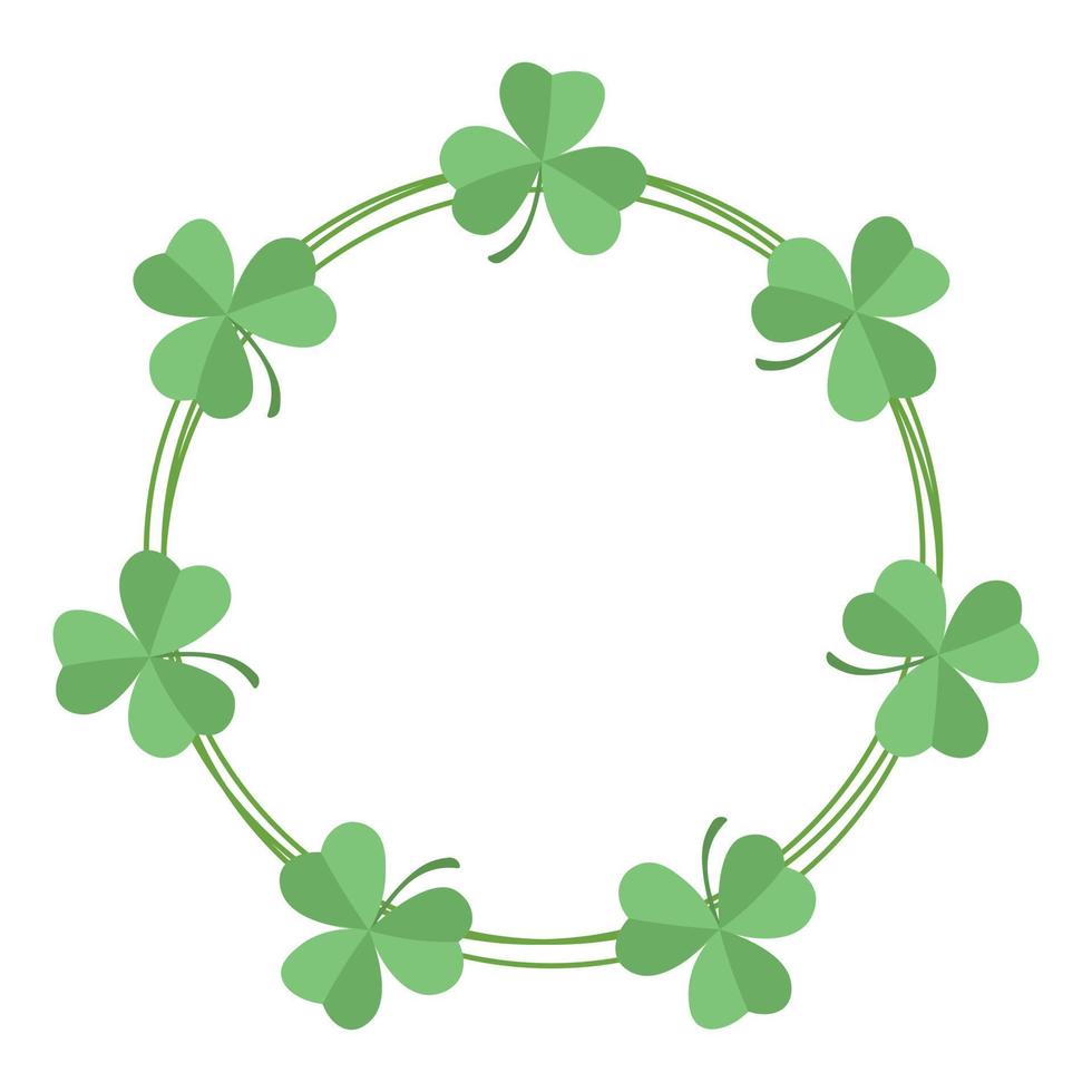 round frame with green shamrock clover on white background vector
