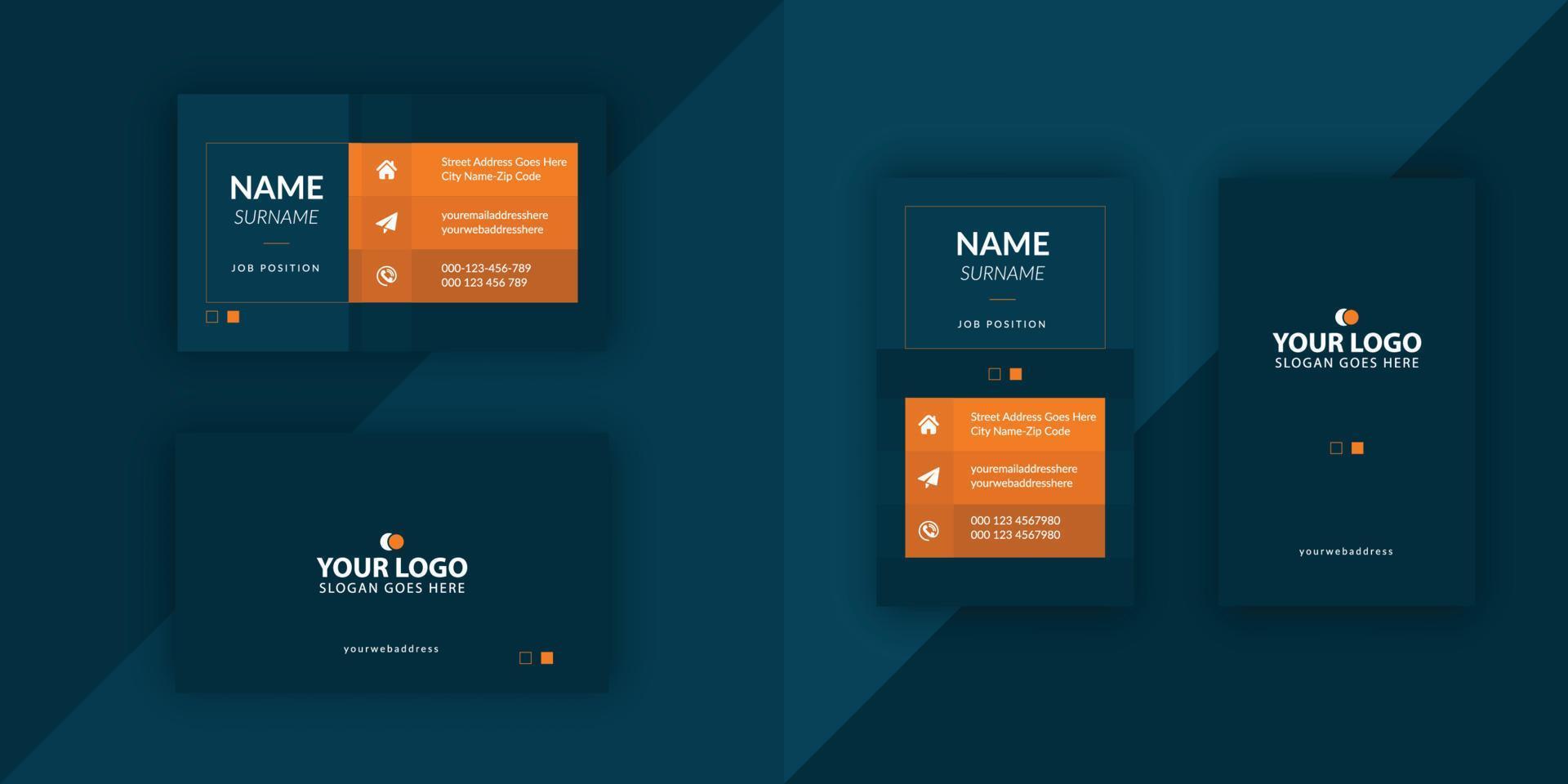 Minimal creative business card design horizontal and vertical vector