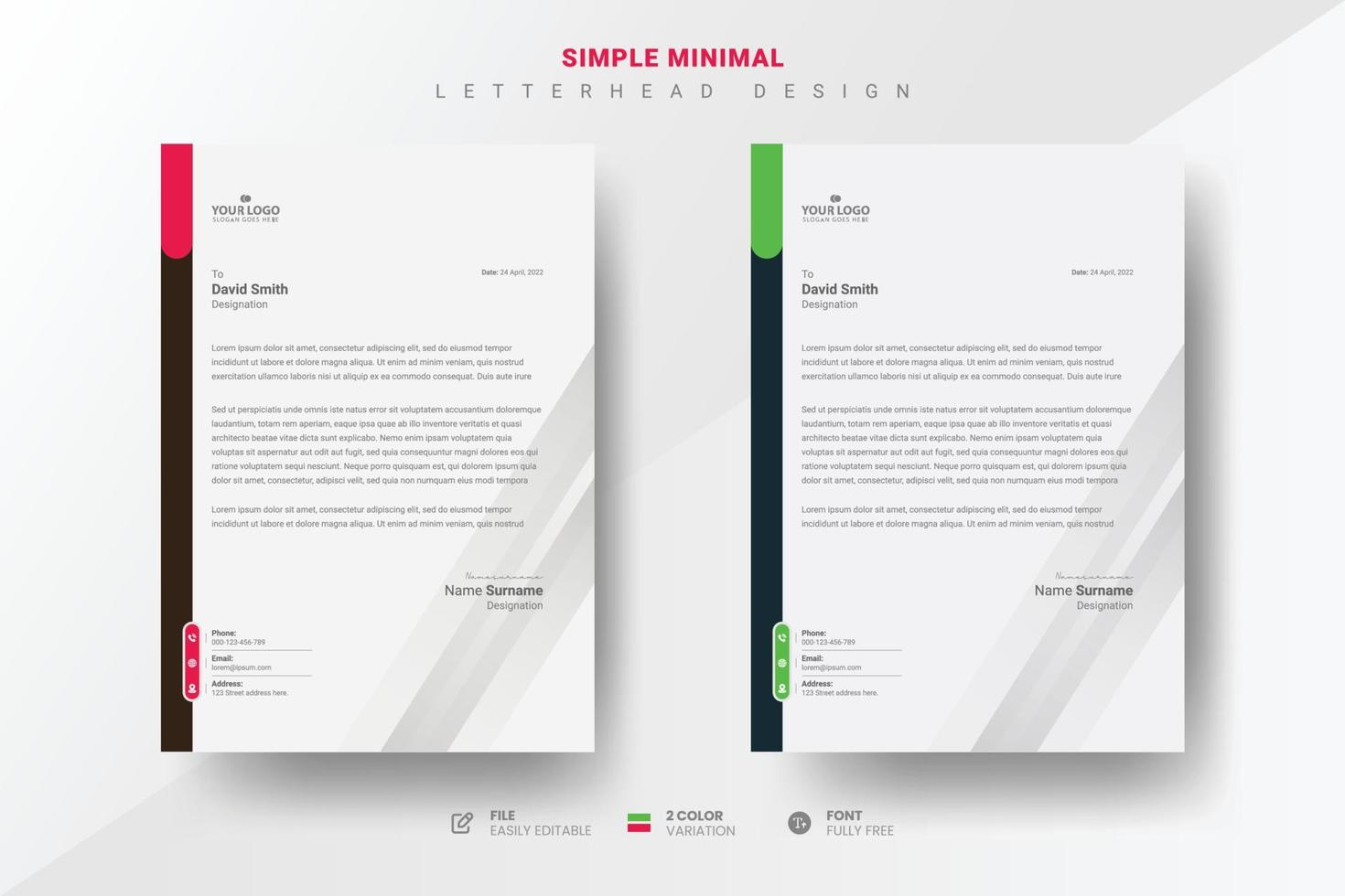 Simple minimal letterhead design template vector