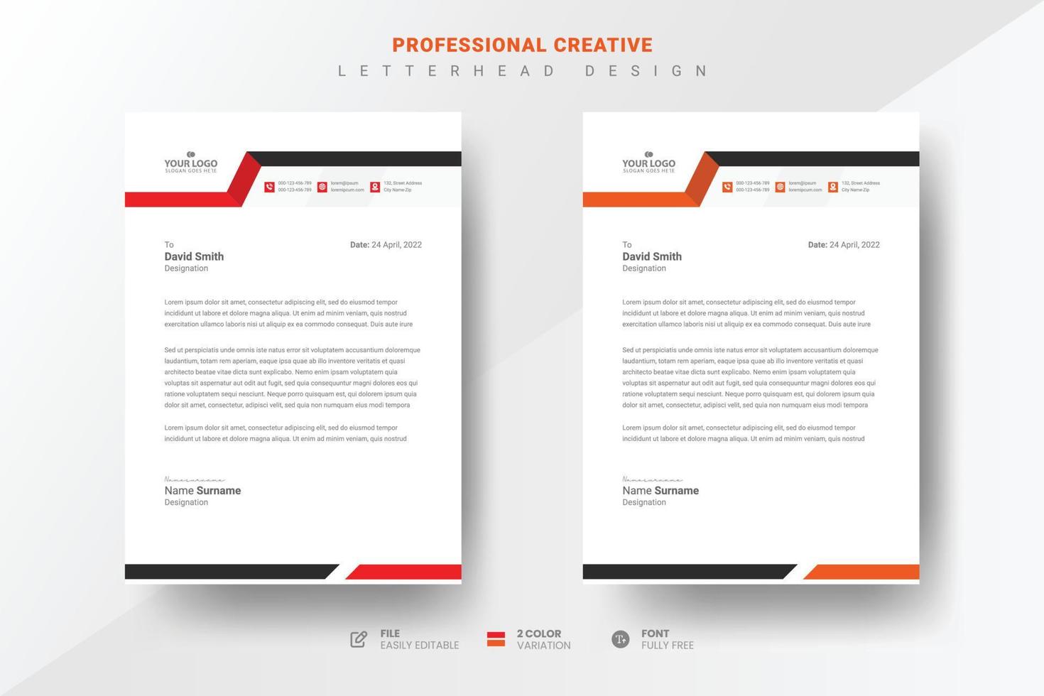 Professional creative letterhead design template vector