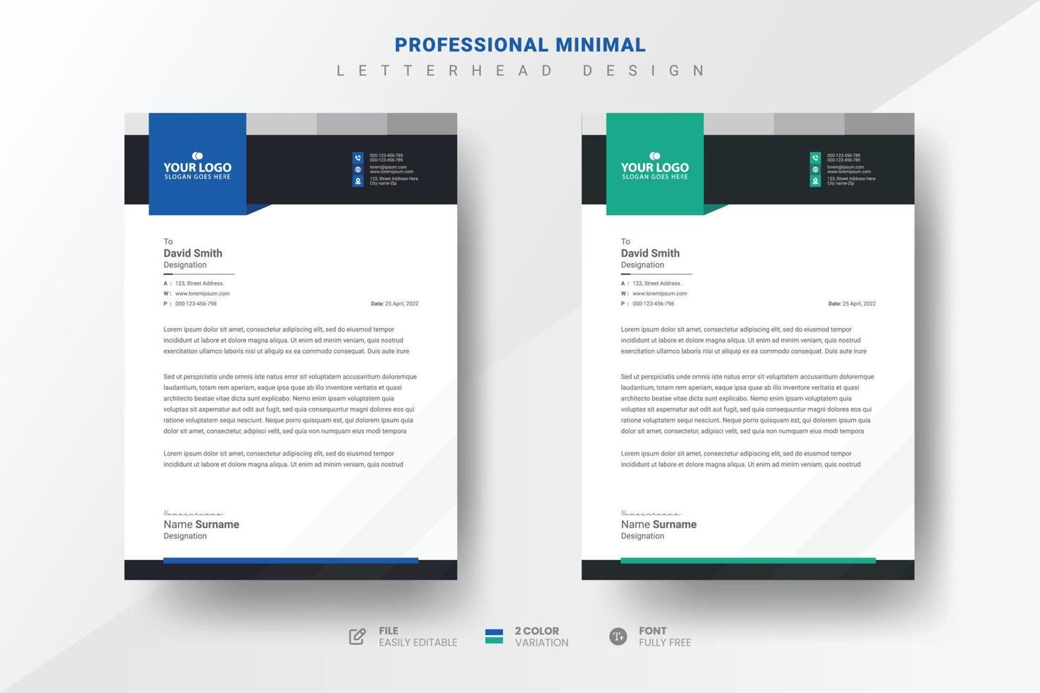 Professional minimal letterhead design template vector