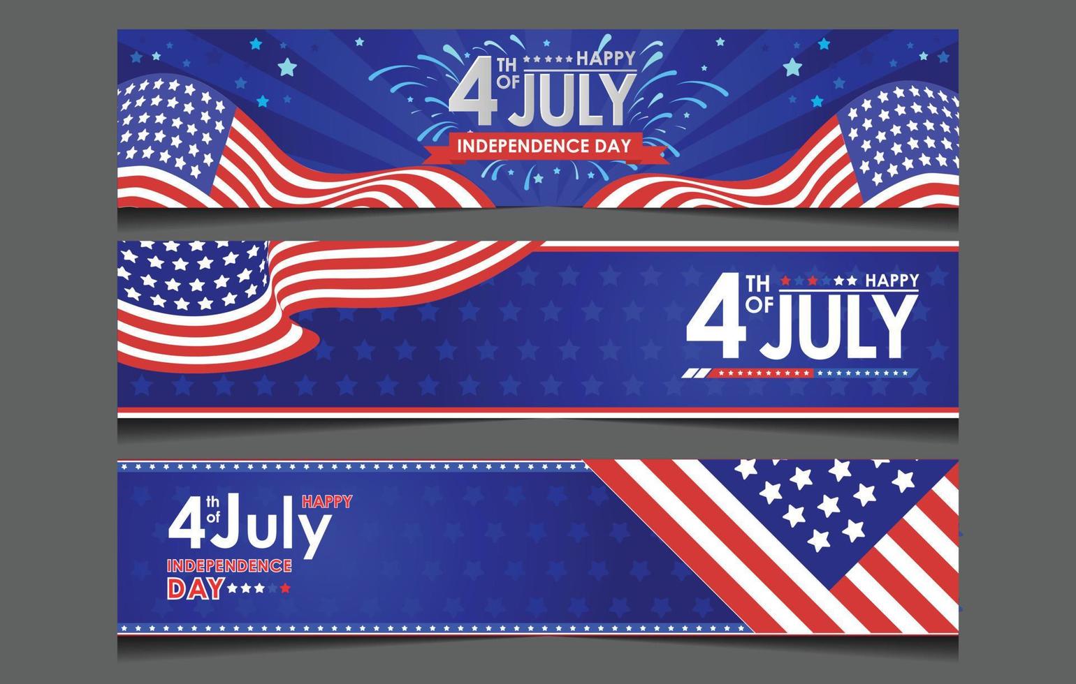 fourth of July Set banner design template. vector