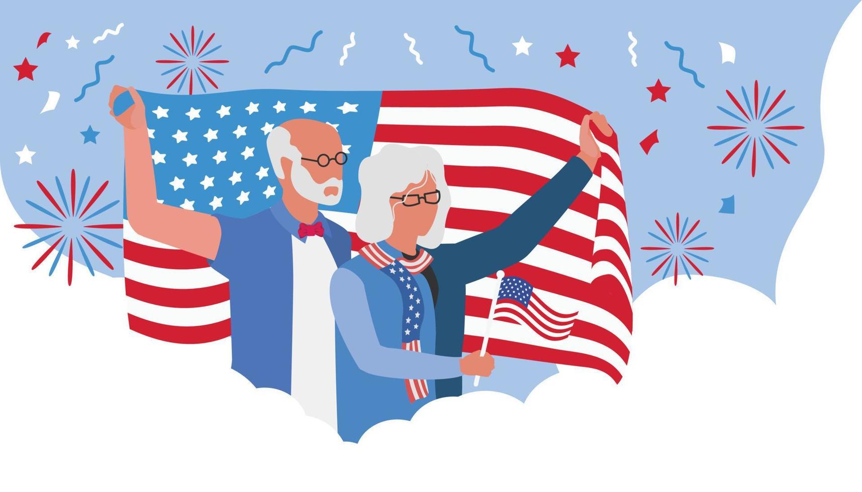 Old man with flag vector