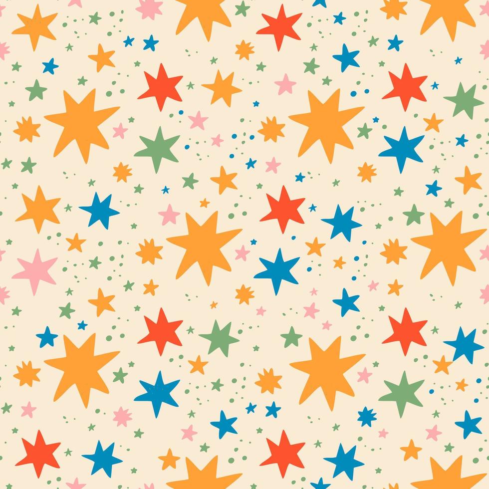 Seamless vector pattern in the form of stars. Freehand drawing style. Vector seamless pattern with stars.