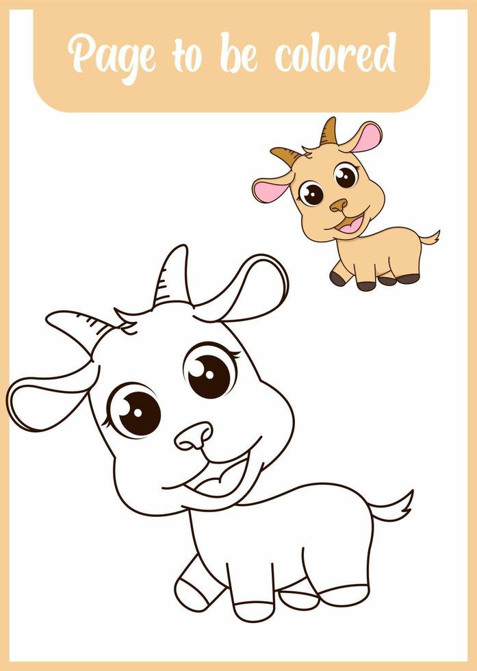 coloring book for kids, cute goat vector