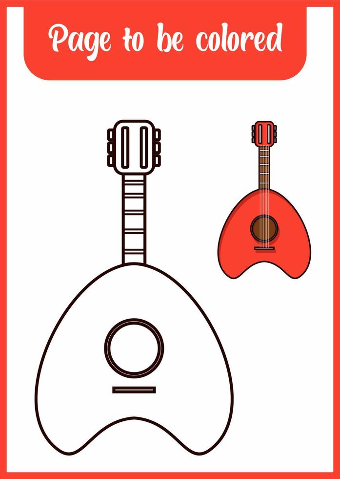 coloring book for kids, guitar vector