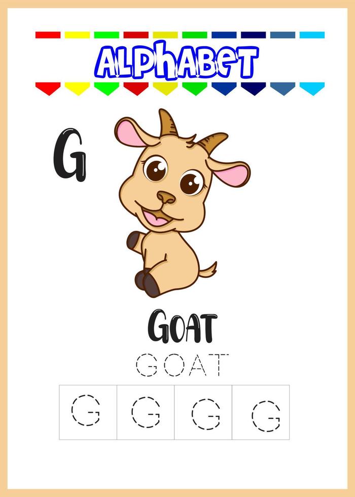 alphabet letter g is goat page. cute goat vector