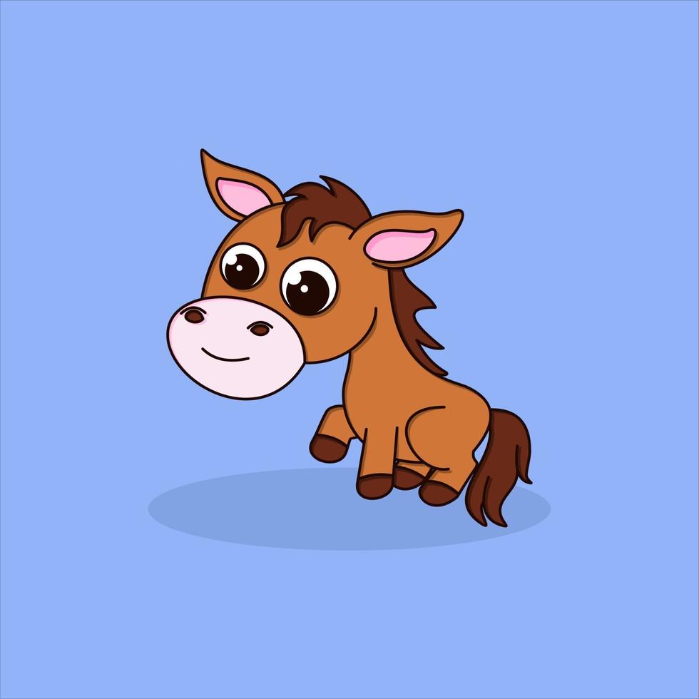 cute horse animal character vector