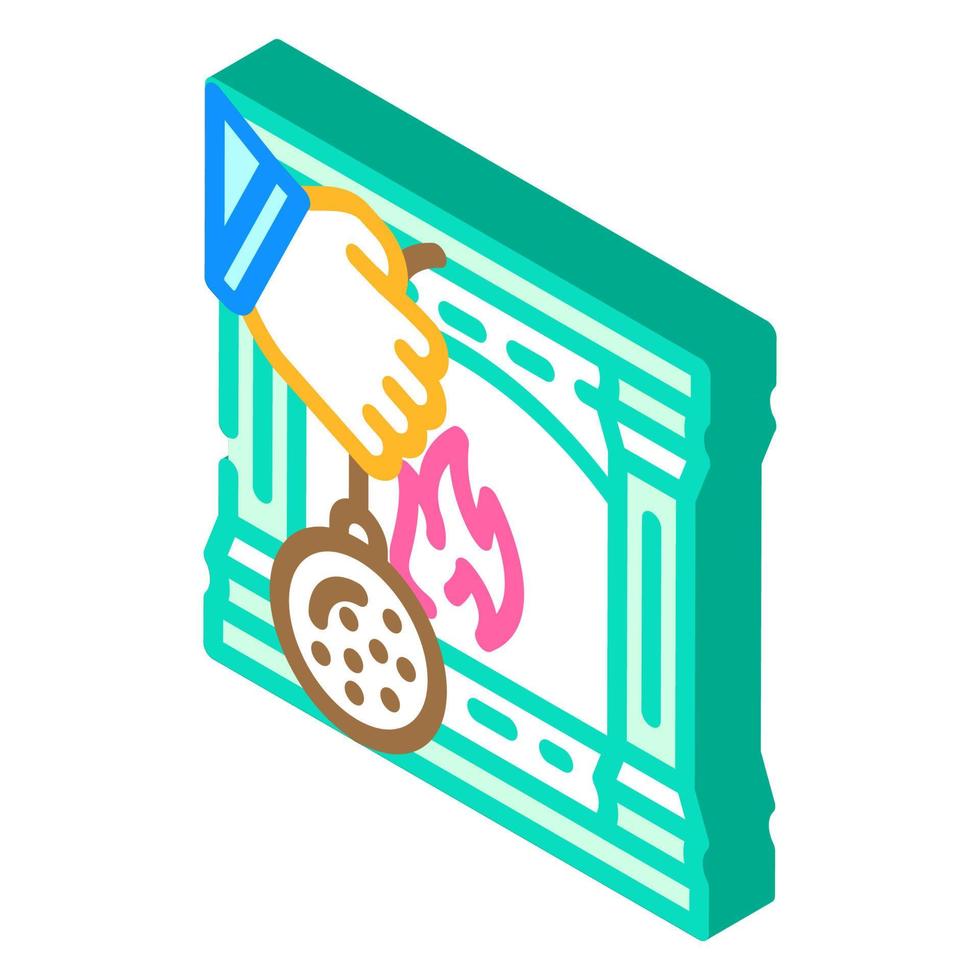 fireplace repair isometric icon vector illustration