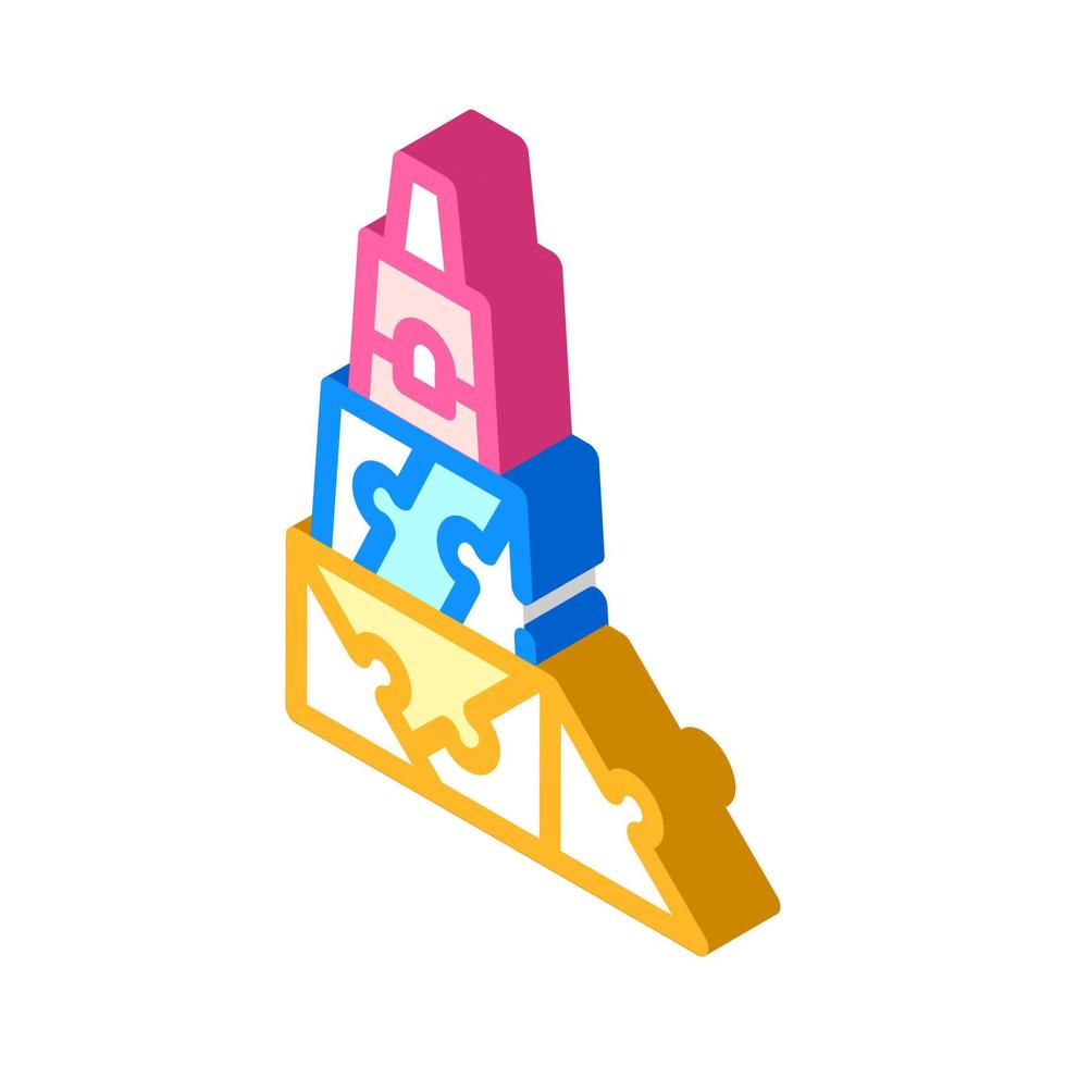 3d constructor and puzzle toy isometric icon vector illustration