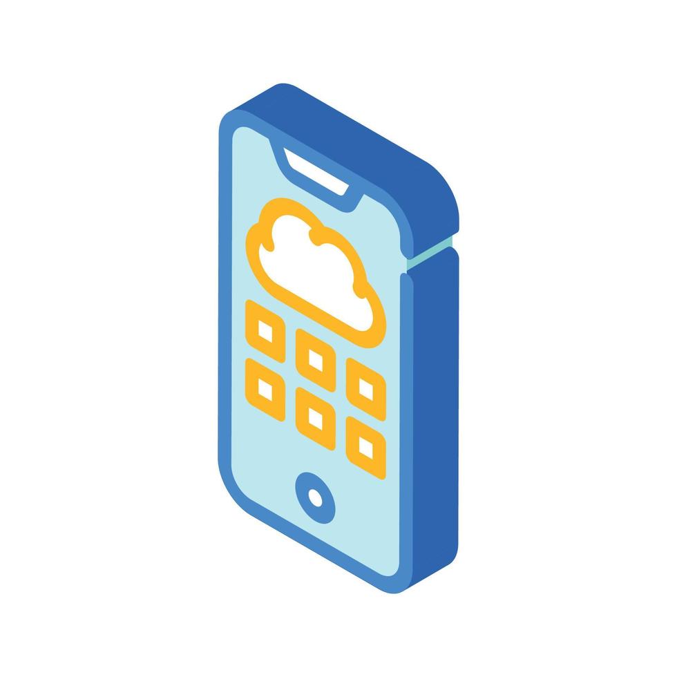 cloud storage phone files isometric icon vector illustration