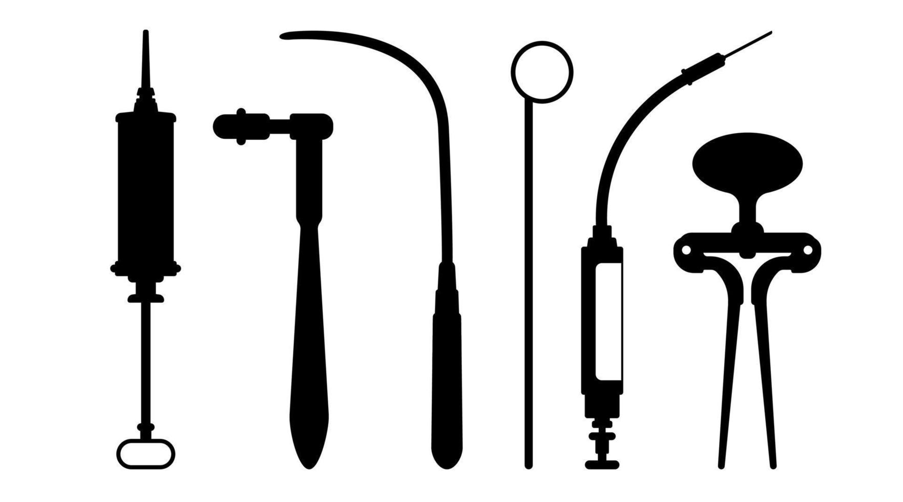 Old Silhouette medical equipment, Dentistry, Dental,drug, medicine, pill vector illustation