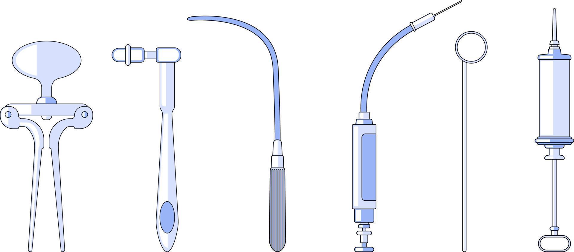 Old medical tool equipment flat design  vector illustrations