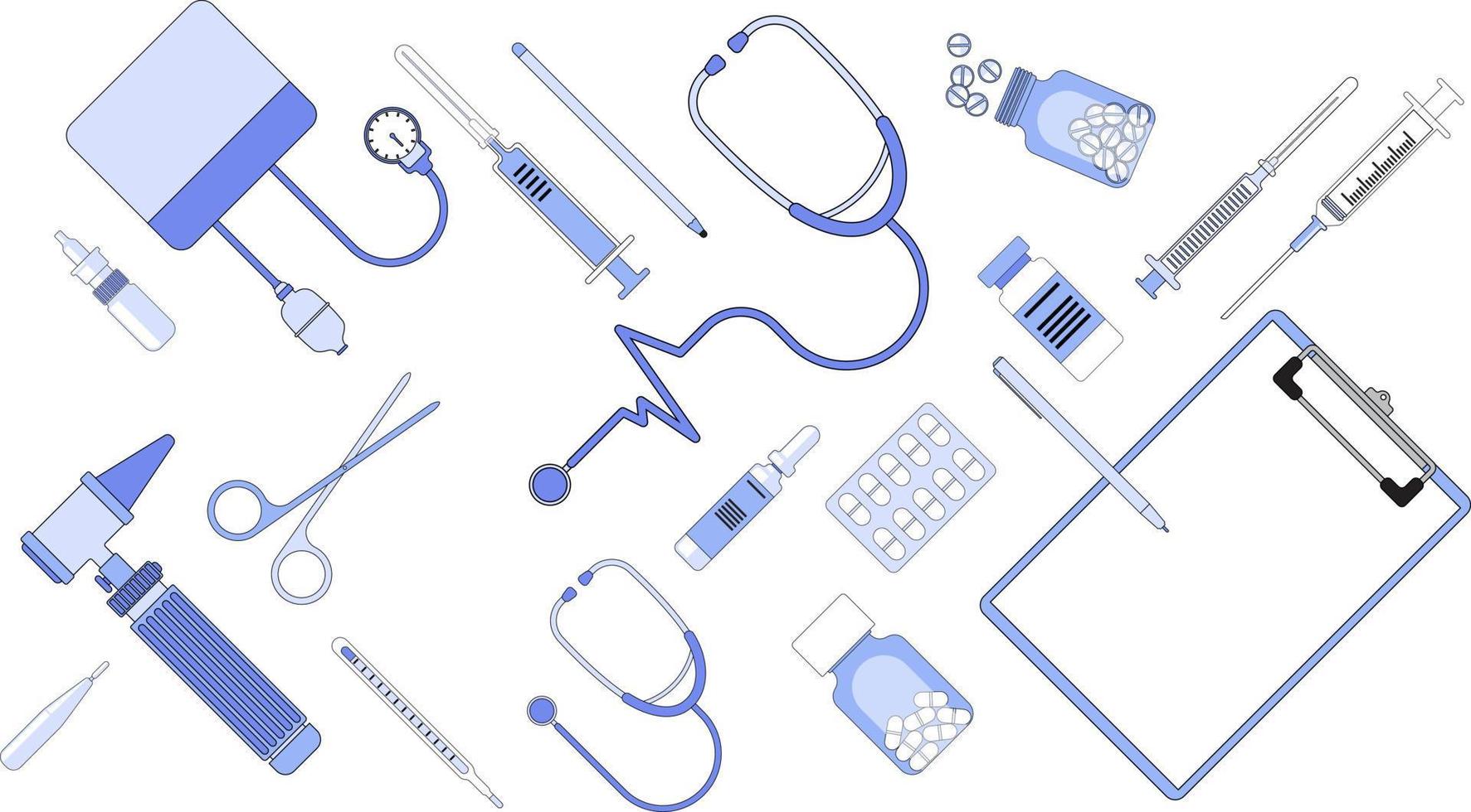 Ilustraciones de medical equipment flat design vector