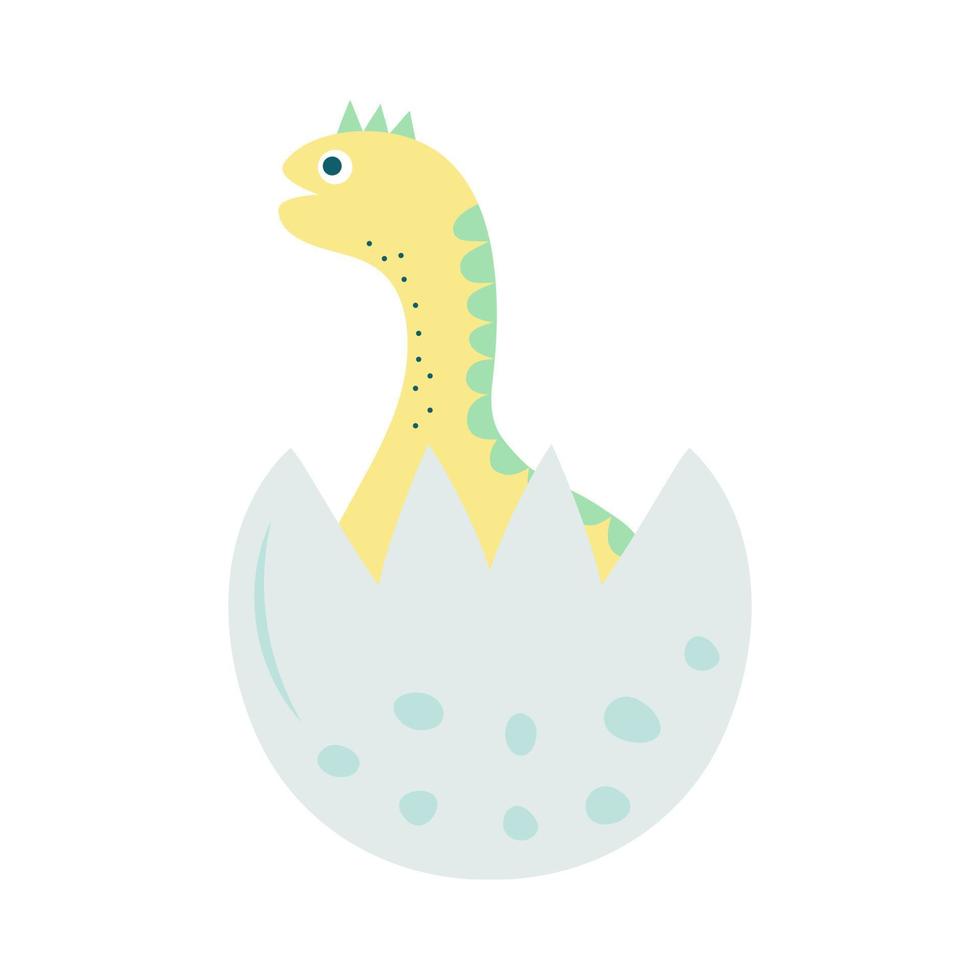 pequeño dinosaurio bebé saliendo del huevo. personaje de dibujos animados prehistóricos. vector