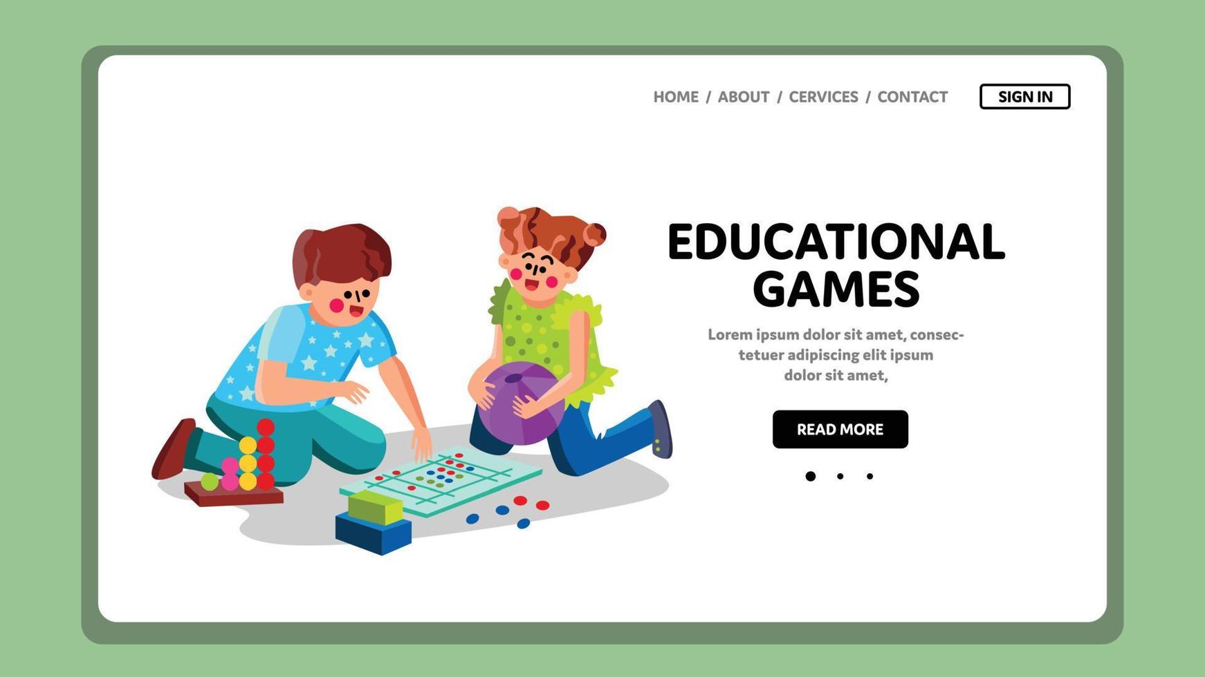 Educational Games Play Small Boy And Girl Vector