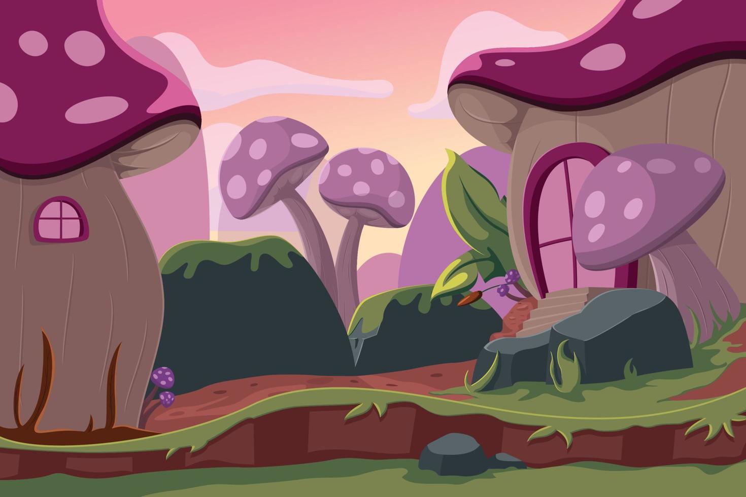 fantasy mushroom house vector
