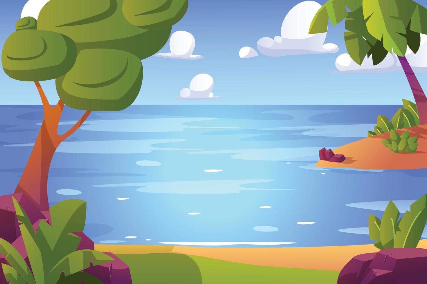 paisaje de fondo de playa, vector de palmera