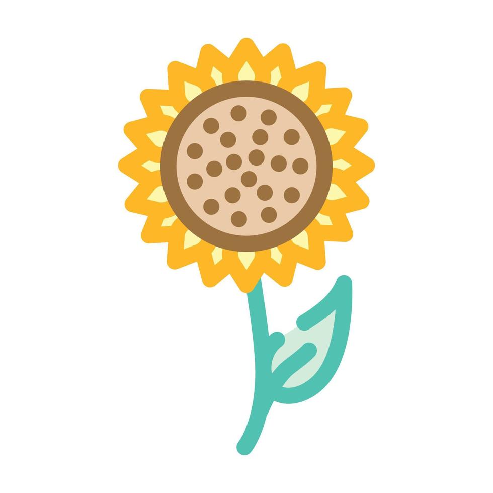 girasol flor color icono vector ilustración