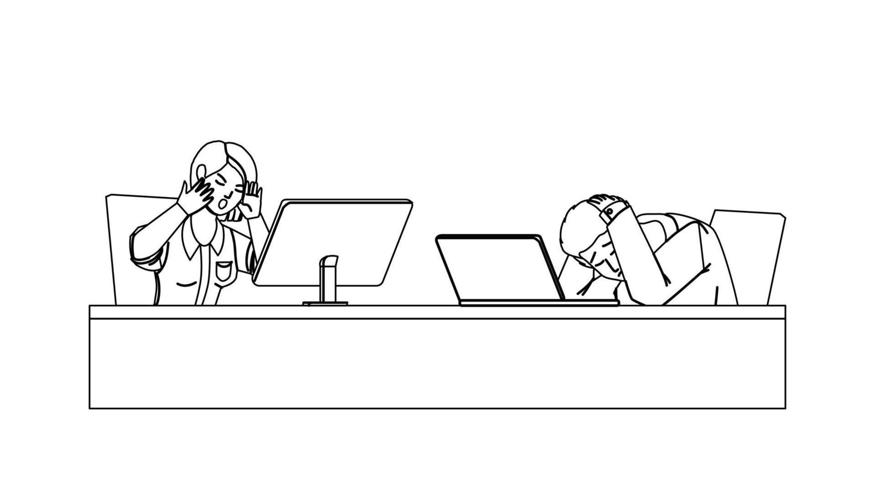 estrés digital sintiendo empleados en vector de oficina