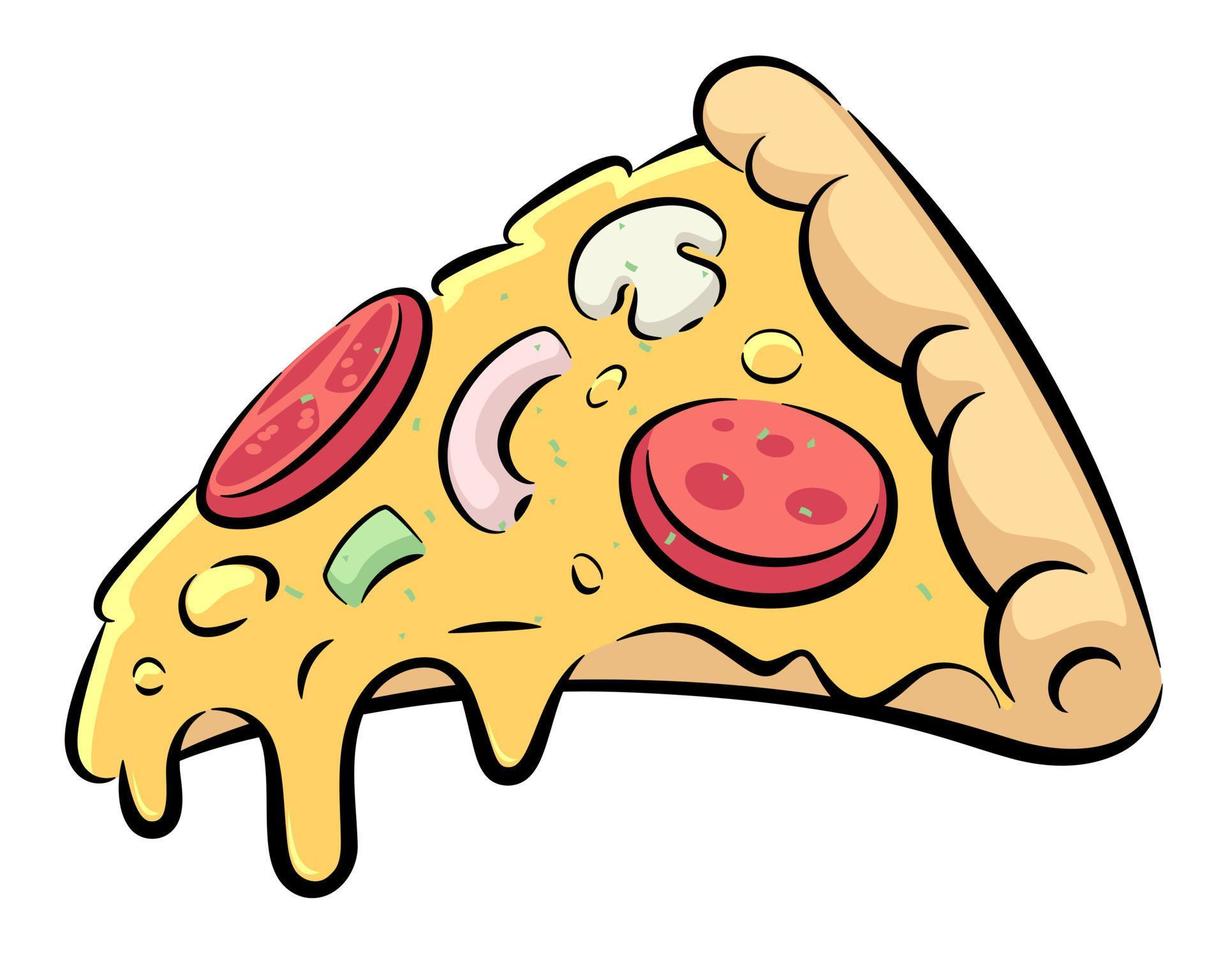 hand drawn cartoon pizza  sliced vector