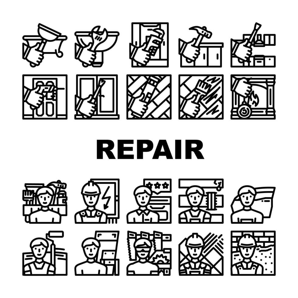 Repair And Maintenance Service Icons Set Vector
