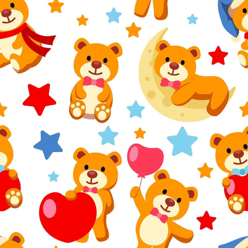 Teddy Bear Seamless Background vector