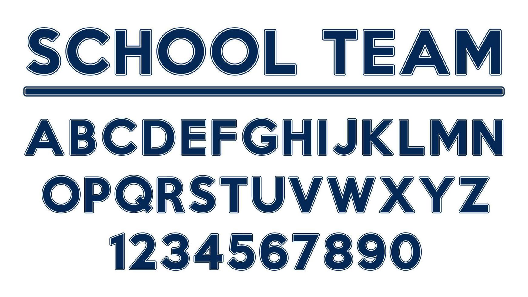 Classic vintage American style sports font. School and university style font. vector
