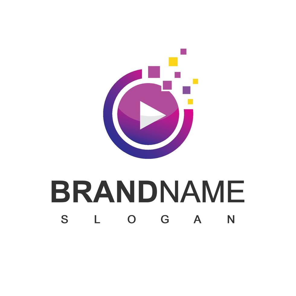 Media Player Logo Using Pixel Technology Icon vector