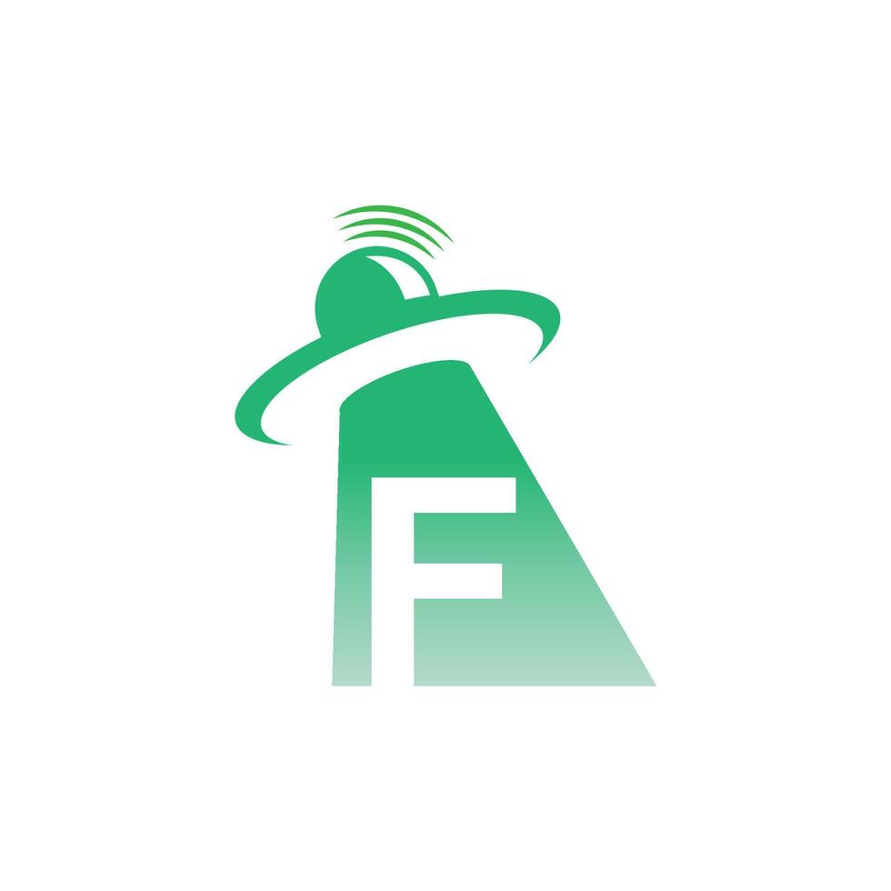 Ufo catch letter F icon design illustration vector